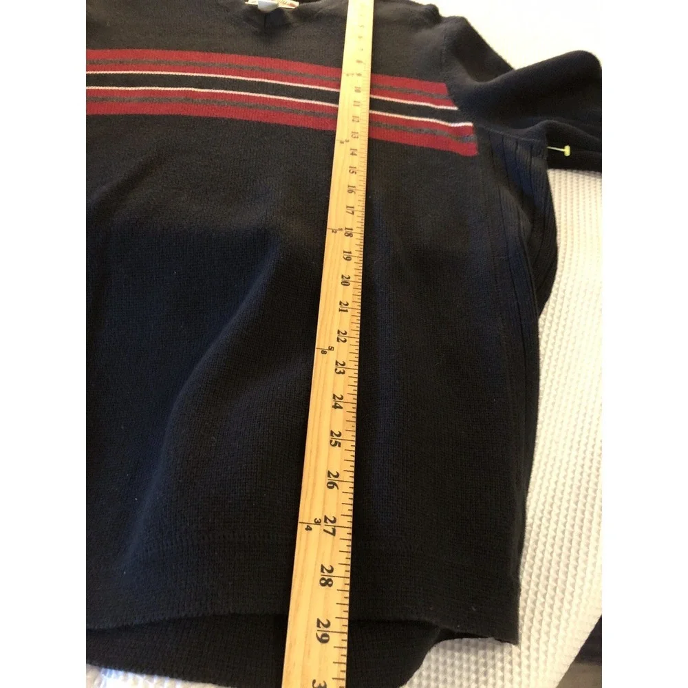 Eddie Bauer Sport Shop Sweater Men's Large Black Red Stripe Hike Fish Camp - Picture 9 of 9